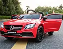 Дитячий електромобіль Mercedes C63 AMG червоний шкіряне сидіння, фото 2