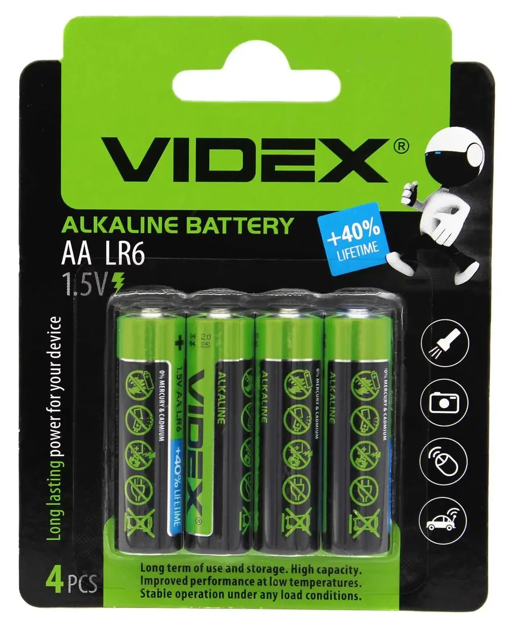 Батарейка VIDEX Alkaline AA/LR6 (4шт)