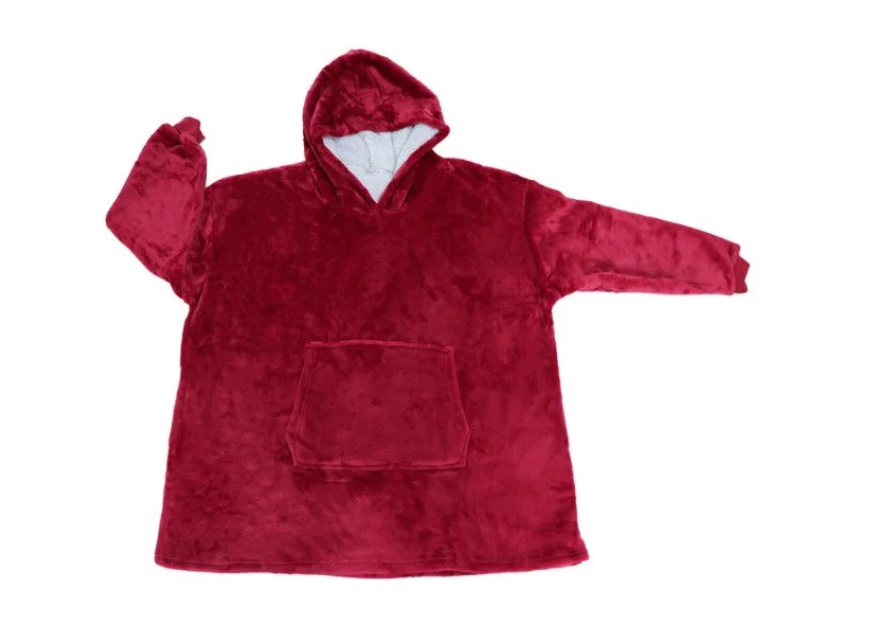 Толстовкаплед з капюшоном Huggle Hoodie Ultra Plush Blanket бордо