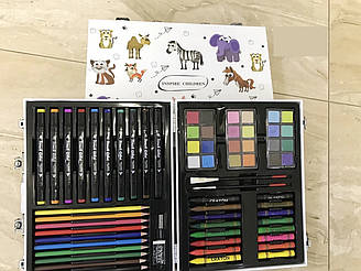 Набір для дитячої творчості у валізі (фломастери, олівці кольорові, фарби)