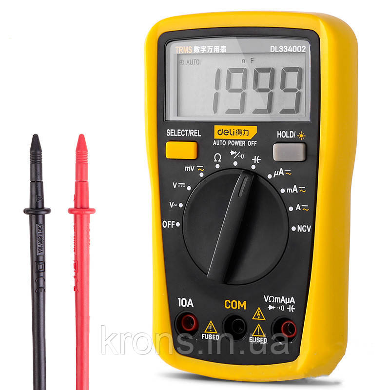Цифровий мультиметр Deli DL334002 для вимірювання показників електрообладнання, фото 1