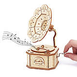 Дерев'яна музична скринька Грамофон з мелодією Бетховен – До Елізи (Beethoven – Fur Elise) 90х90х178 мм, фото 3