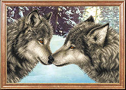 Пара вовків (Малюнок на тканині для вишивання бісером ,51 пакет біс)