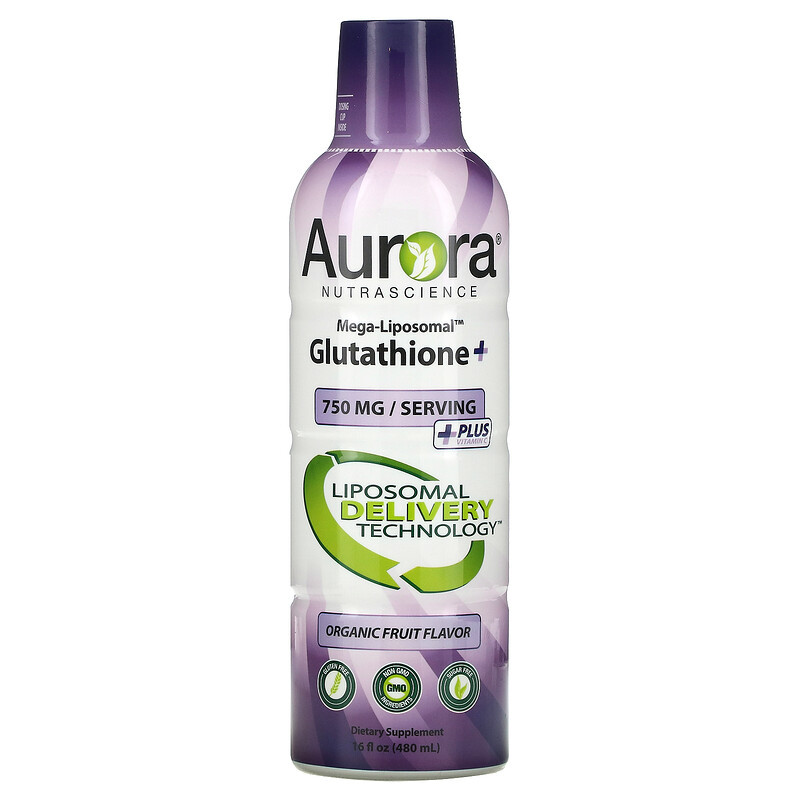 Aurora Nutrascience, мегаліпосомальний глутатіон+, з вітаміном C, зі смаком фруктів, 750 мг, 480 мл
