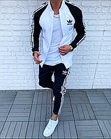 Чёрно-белый костюм Adidas мужской спортивный