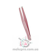Пінцет для брів рожевий STALEKS Beauty&Care 11 type 3 (широкі скошені крайки)