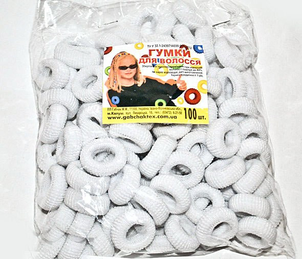 Звичайні гумки білі для волосся набір 100, фото 1