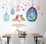 Наклейка в дитячу на стіну Пташки з клітинами, фото 2