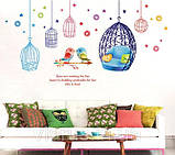 Наклейка в дитячу на стіну Пташки з клітинами, фото 3