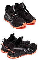 Мужские кроссовки сетка Puma (Пума) Black, мужские туфли текстильные, кеды черные, Мужская обувь