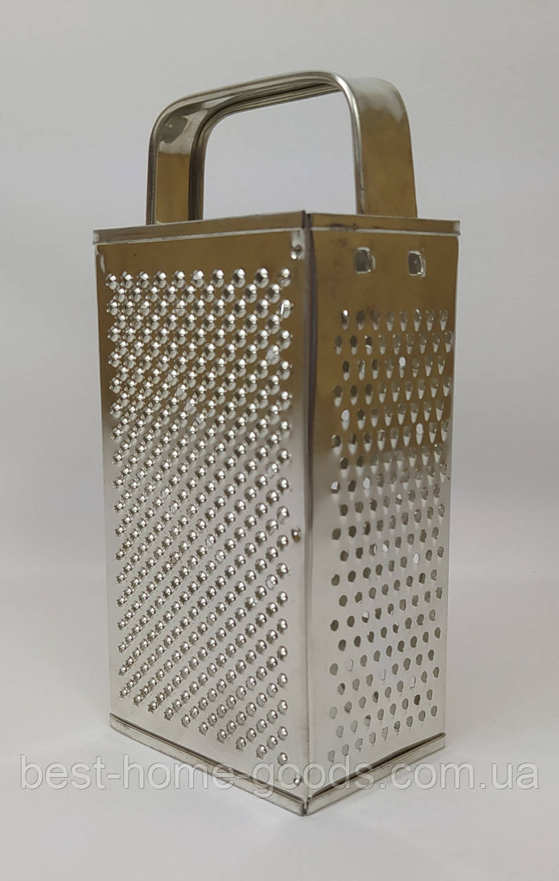 Тертка кухонна чотиристороння металева 20 см з оцинкованої сталі – універсальна терка для овочів, дерунів, буряка, моркви, фото 1