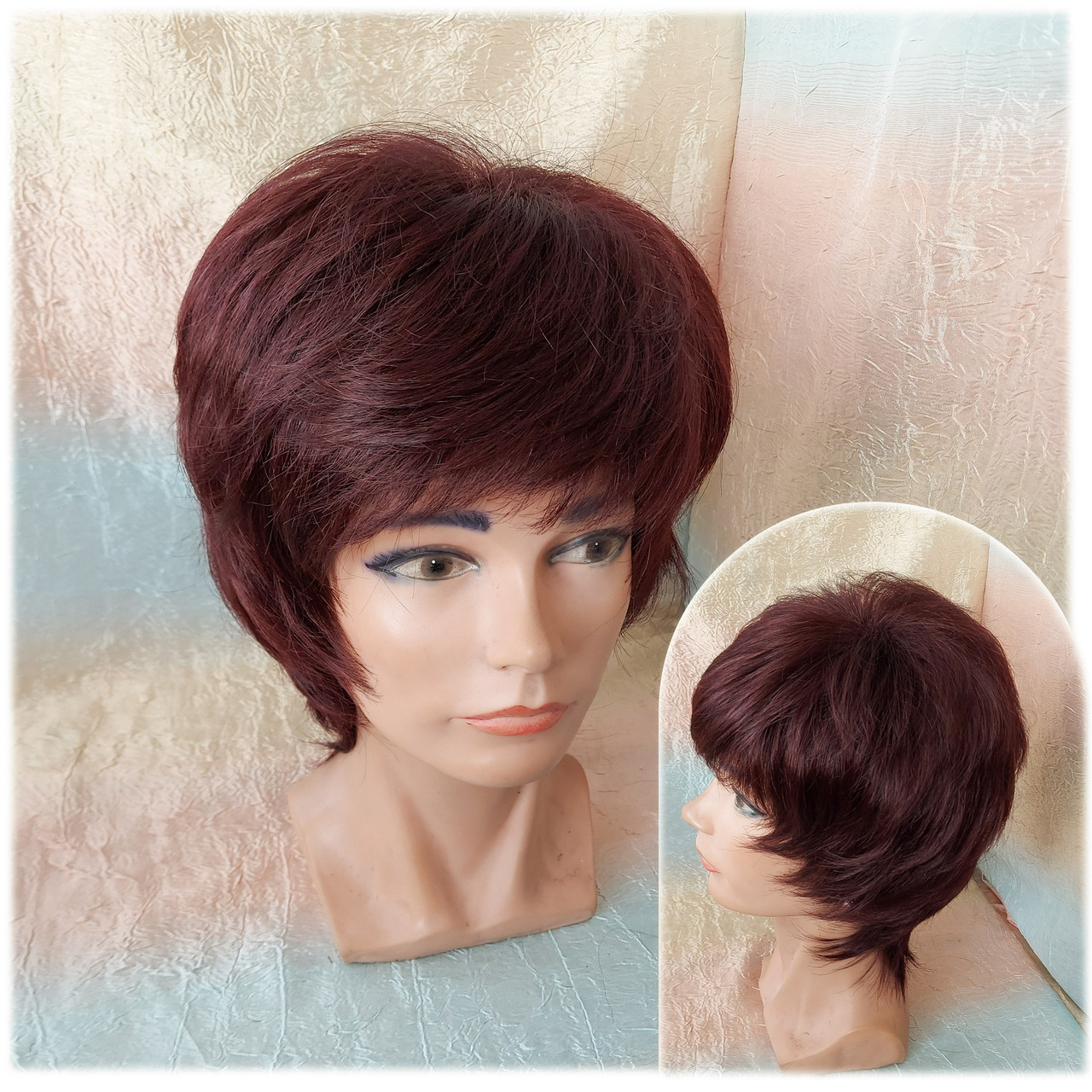 Перука каскад стильний з канекалона бургунд VEGA-99J, фото 1