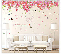Наклейка на стену в интерьере Романтические цветы