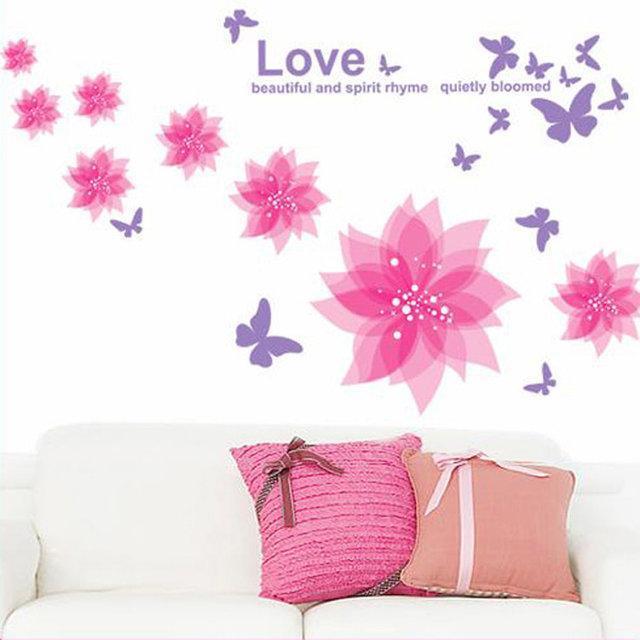 Декоративна Наклейка на стіну Квіти і метелики