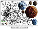 Наклейка для декору стіни в дитячій Космонавт, фото 3