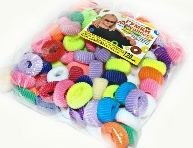 Кольорова гумка для волосся набір 120 шт, фото 1