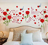 Яскрава наклейка для декору інтер'єру Червоні троянди, фото 3