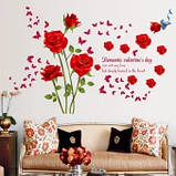 Яскрава наклейка для декору інтер'єру Червоні троянди, фото 5