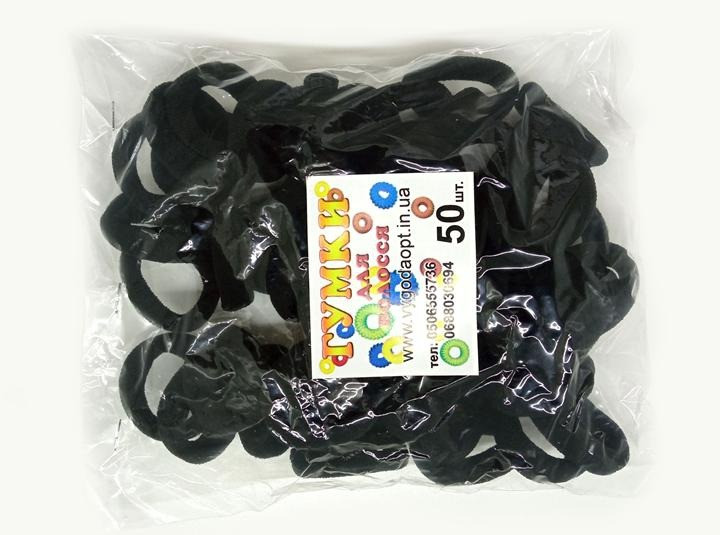 Набір резинок для волосся мікрофібра чорна 50 шт, фото 1