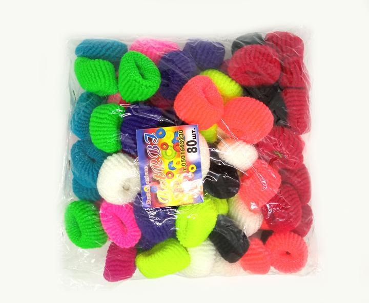 Кольорові гумки для волосся набір 80 шт, фото 1