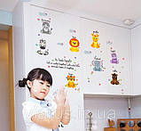 Наклейка детская для декора на стену Зверята на английском, фото 7