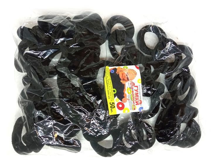Гумка для волосся велика чорна набір 50 шт, фото 1