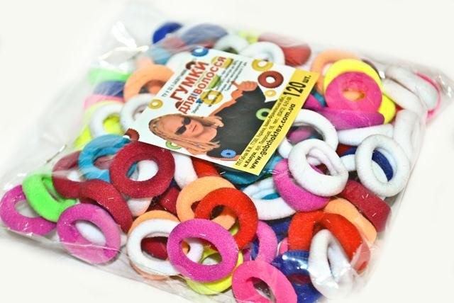 Набір маленьких гумок для волосся кольорових 120 шт, фото 1