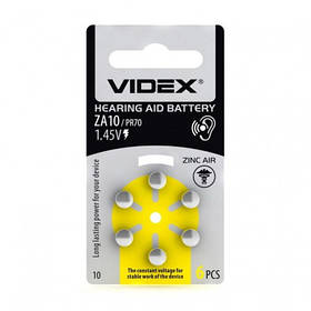 Батарейки для слухових апаратів Videx ZA10, PR70