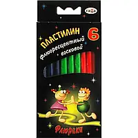 Пластілін флуоресцентний гама "Флюрікі" 280034Н 6 кольорів 76г в коробці