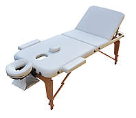 Кушетка для массажа переносная 185*70*61 Массажный стол трехсекционный с отверстием для лица 1047 WHITE М