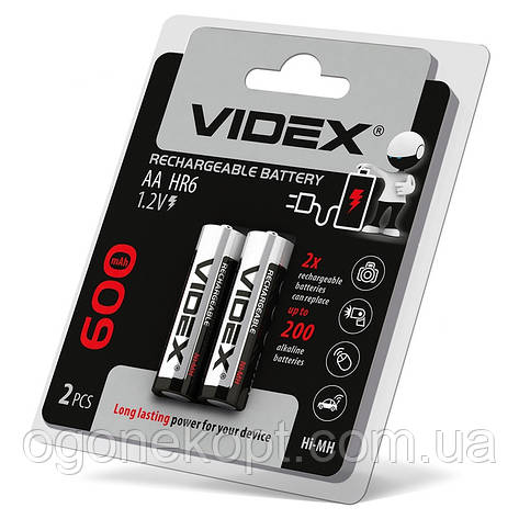 Акумулятори Rechargeable Battery VIDEX- AA HR6 Ni-MH 600mAh 1.2V, фото 2