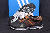 Мужские кожаные кроссовки Adidas Tech Flex Brown, кроссовки для мужчин повседневные адидас