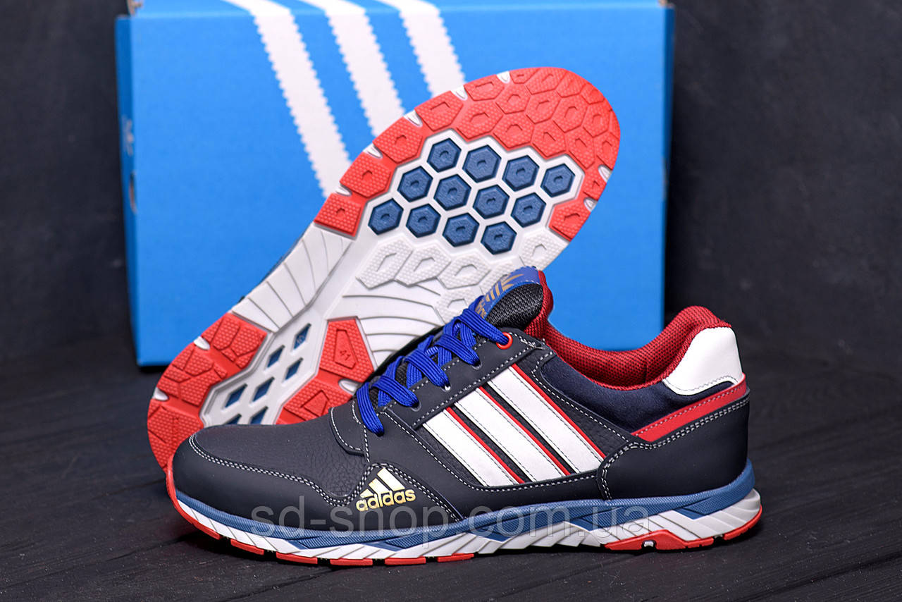 Чоловічі шкіряні кросівки Adidas Tech Flex Blue, кросівки для чоловіків повсякденні адідас