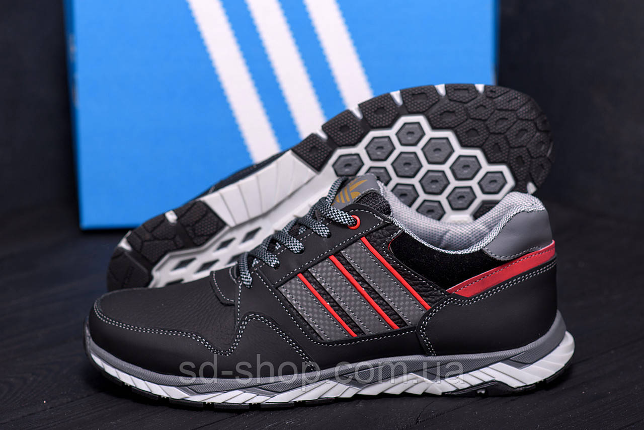 Чоловічі шкіряні кросівки Adidas Tech Flex Black, кросівки для чоловіків повсякденні адідас