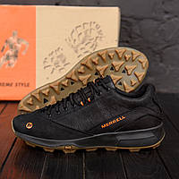 Мужские кожаные кроссовки MERRELL Black, кроссовки для мужчин повседневные мерел