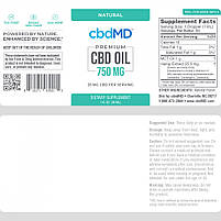 Cbdmd — CBD Oil Tincture NATURAL — 750 MG — 30 ml. натуральний смак., фото 2