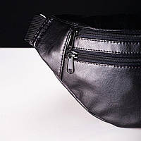 Сумка на пояс з еко-шкіри. Сумка через плече. Бананка чоловіча, жіноча. Колір чорний