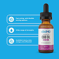 CbdMD - CBD Oil Tincture NATURAL - 5000 MG - 30 ml. ягодный вкус, фото 3