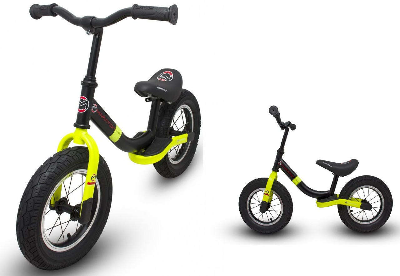 Дитячий біговіл Maraton Cosco з рамою магній та надувними колесами 12 дюймів Чорний, фото 1