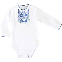 Боди вышиванка для новорожденных с длинными рукавами, синий национальный узор для мальчика, Ладан