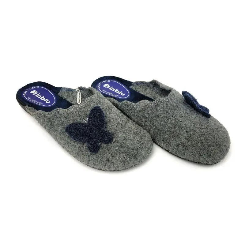 Жіночі кімнатні капці Inblu сірий повсть з метеликом NC-9B, фото 1
