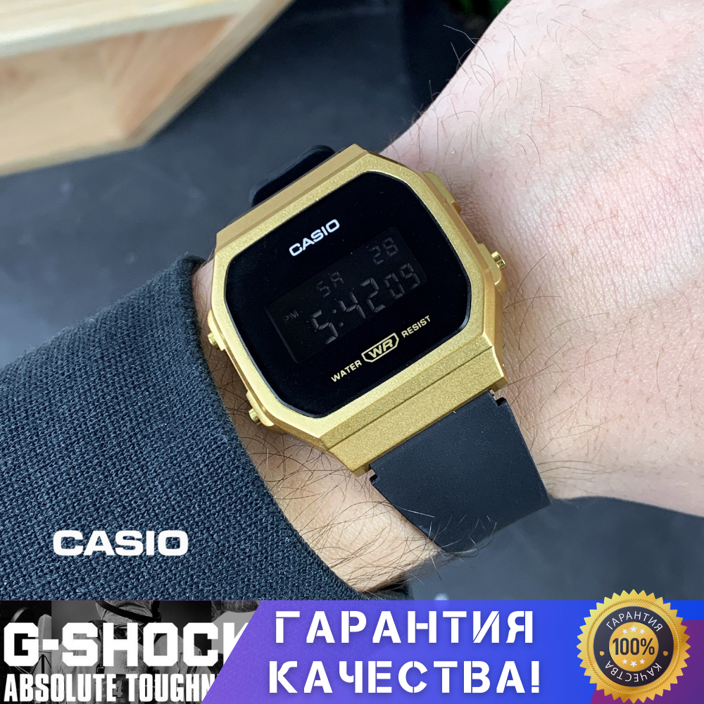 Чоловічий годинник CASIO G-Shock A168 Gold класичні касіо джи шок золоті