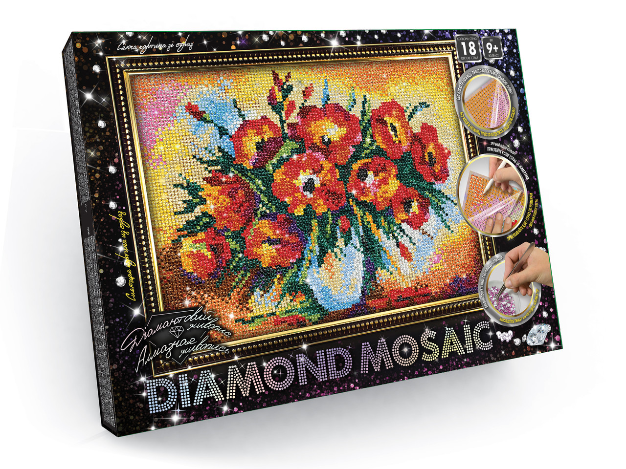 Алмазна мозаїка "Diamond mosaic", мала, в кор. 35*27*3 см (10 шт.)