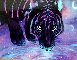 Алмазна мозаїка "Фіолетовий тигр", 30*40см, без рамки, в кор. 40*8*5см