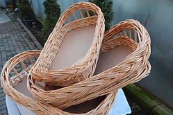 Плетені підноси з  лози натуральної - набір з 3-х штук