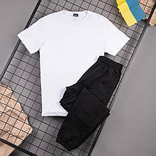 Комплект чоловічий літній Спортивні Штани + Футболка Casual чорний-білий спортивний костюм весняний ЛЮКС