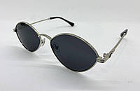 Cолнцезащитные очки черные ромбы с поляризацией с тонкими дужками металл