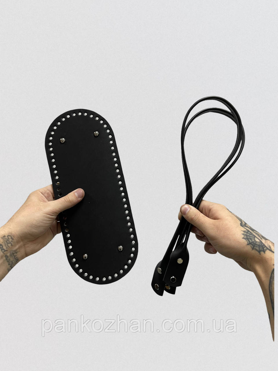 Комплект шкіряної фурнітури для в'язаної сумки Шопер, фото 1