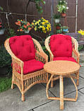 2 крісла "Звичайні" з червоними подушками + столик з кривими ніжками, фото 4