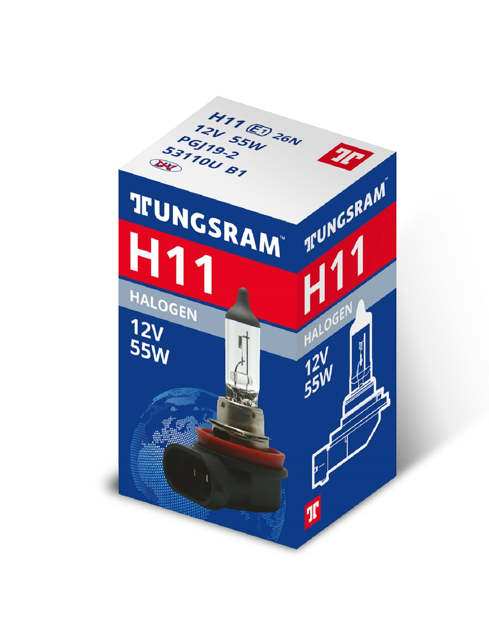 Автолампи Н11 Tungsram Standart 12 V 55 W PGJ19-2 картонне паковання (Угорщина)